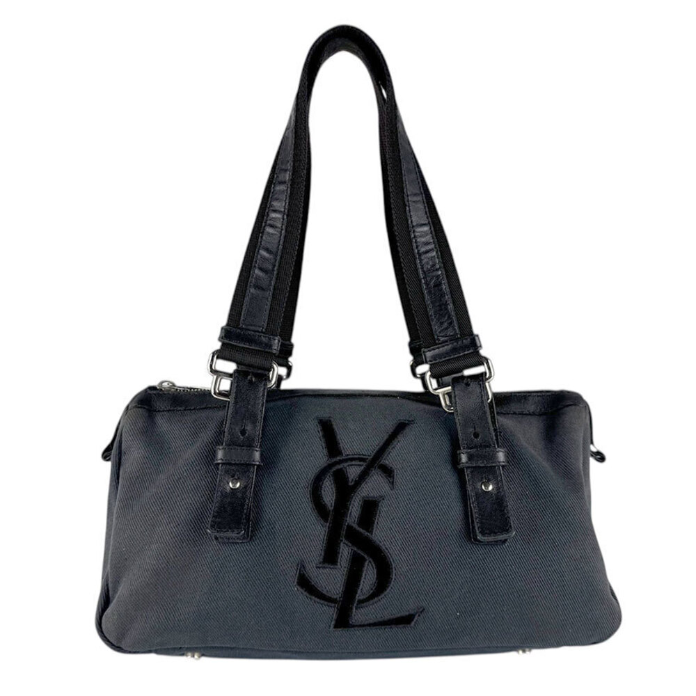 Saint Laurent Logo Canvas 2Way Shoulder Bag Black